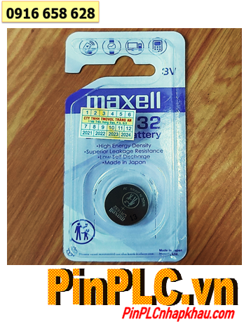 Maxell CR1632; Pin Maxell CR1632 1BS PRO lithium 3v chính hãng _Cells in Japan (MẪU MỚI)